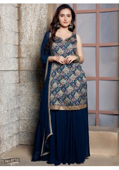 Dark Blue Georgette  Sharara